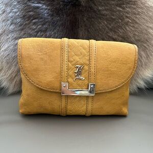 L.A.M.B. by Gwen Stefani Mustard Yellow Genuine Leather Clutch